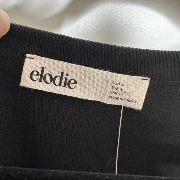 NWT Nordstrom Elodie Ribbed Tank Thong Bodysuit Women's Black Size Large - Picture 3 of 5